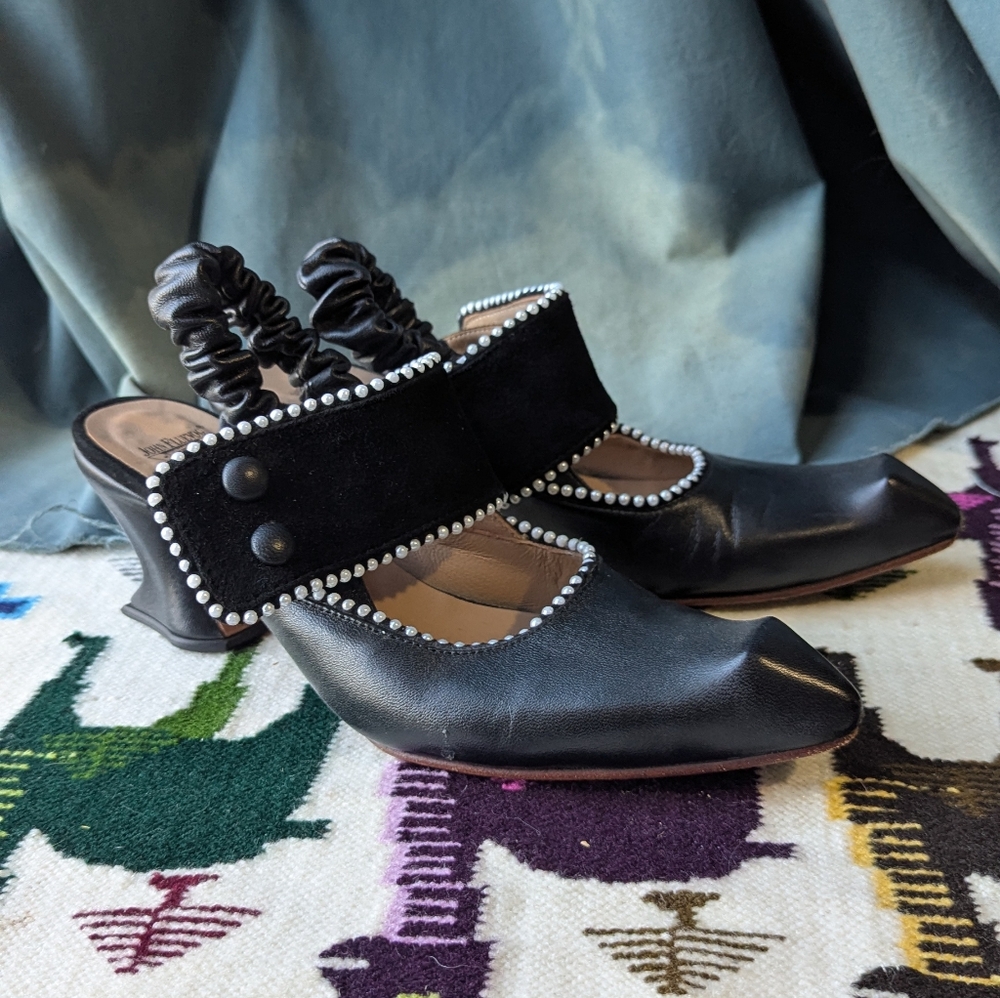 John Fluevog Marin Pearl Detail Elastic Slingback